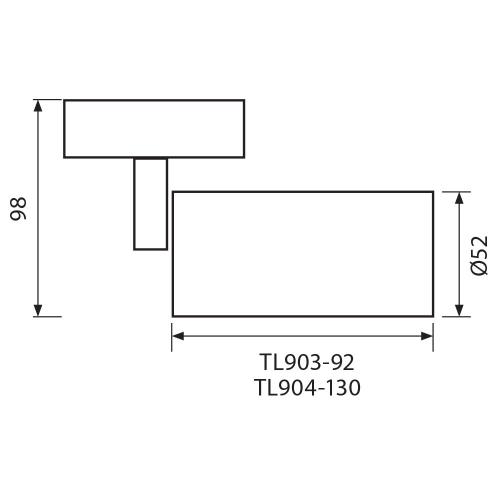 VIVALUX - Спот за релсов монтаж TL904 LUX - 130 мм - черен - GU10  VIV004396