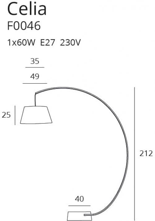 MAXLIGHT - Лампион Celia F0046 ,Ø абажур Ø 35-49 cм.,1 x 60W E27 230V