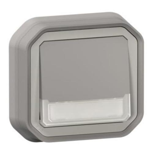 LEGRAND - Button NO/NC with backlight 12V and lable monobloc for flush mounting color Grey IP55 Plexo New 69824L