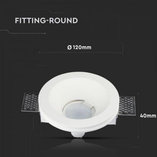 V-TAC - SKU: 3640 VT-776 GU10 FITTING ROUND - WHITE