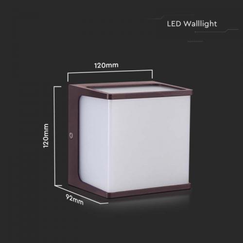 V-TAC - 8W LED Стенен Аплик 3000К 750lm IP65 Кафяв SKU: 10282