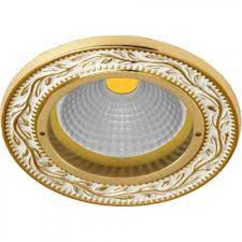 FEDE - FD1027ROP PARIS МЕСИНГОВ ВГРАДЕН ПЛОСЪК КРЪГЪЛ ПРОЖЕКТОР GOLD WHITE PATINA