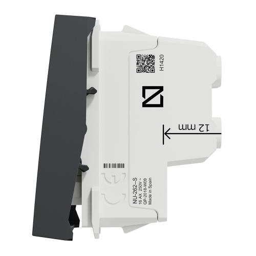 SCHNEIDER ELECTRIC - NU326254S New Unica - Two Pole switch with indication 16A 2 modules antracite