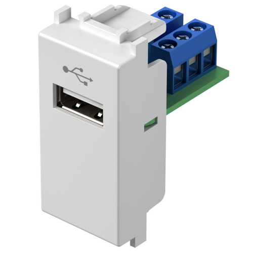 TEM - KM51MW Socket USB A 2.0 for data 1M, color White matt, Modul