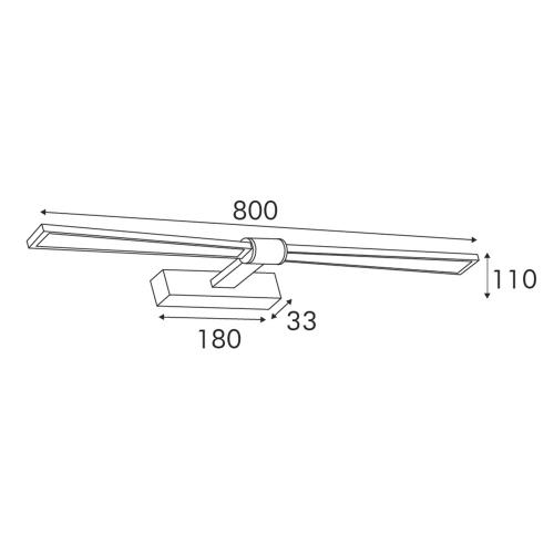 ACA LIGHTING - LED Аплик влагозащитен за баня 80cm IP44 18W 1170lm 3000K месин PN1403LEDW81BR 