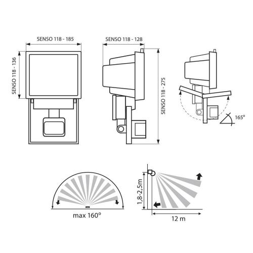 VIVALUX - Floodlight with sensor SENSO 118/B VIV002867 