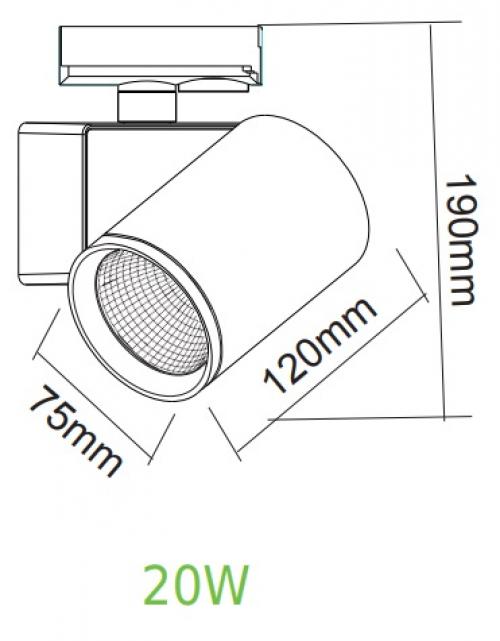 ACA LIGHTING - LED Прожектор за релсов монтаж LISOR 20W 3000K 1-фазен LISOR2030B2