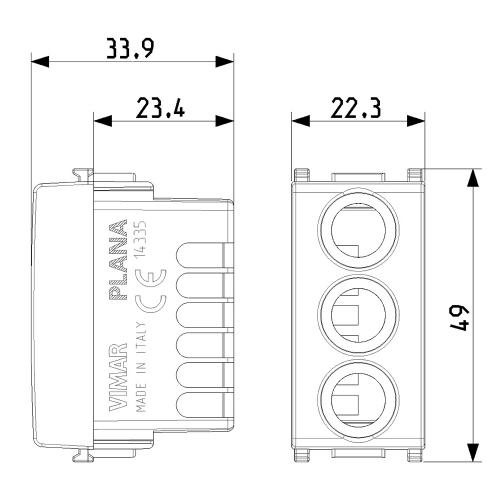 VIMAR - 14335.SL - Socket with 3 RCA connectors Silver