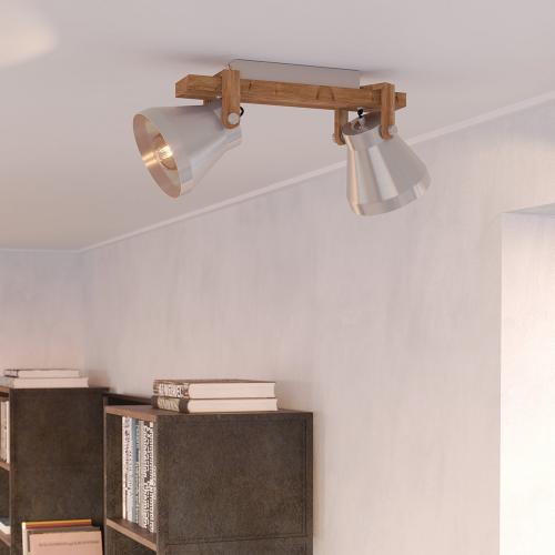 EGLO - spot CAWTON E27 2X40W wood steel coloured, rustic brown - 43949