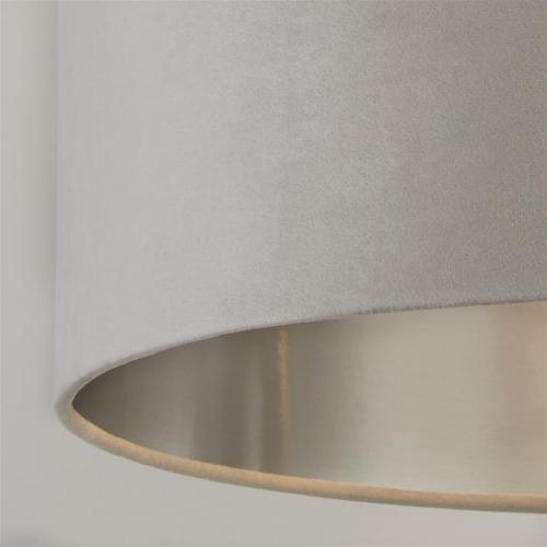 SEARCHLIGHT - Абажур   21035GY  Light Grey Velvet Drum  ⚡HALOGEN 60W ⚡B22 / E14 / E27