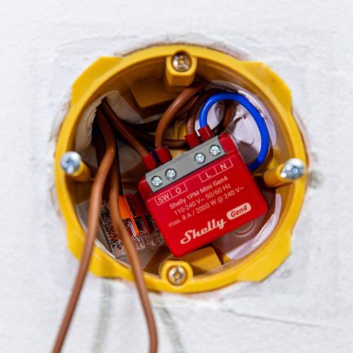 SHELLY - Smart Relay Micro-Module Shelly 1PM Mini Gen4 – 1 × On/Off, 8 A, with Power Metering, Requires Neutral-070809