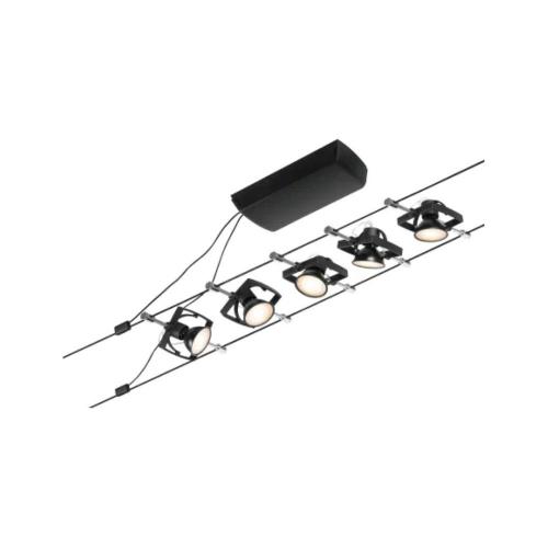 PAULMANN - 94434  CorDuo cable system Mac II basic set ✴GU5.3 max. 5x10W ~230/12V✴matt black/chrome