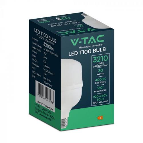 V-TAC - LED Bulb 30W Plastic T100 6500K SKU: 23571 