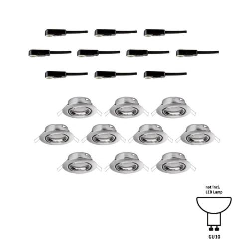 PAULMANN - 93399 Recessed light Base basic set pivoting round✴90mm <20°⚡GU10 max.10W 230V⚡dimmable✴brushed iron