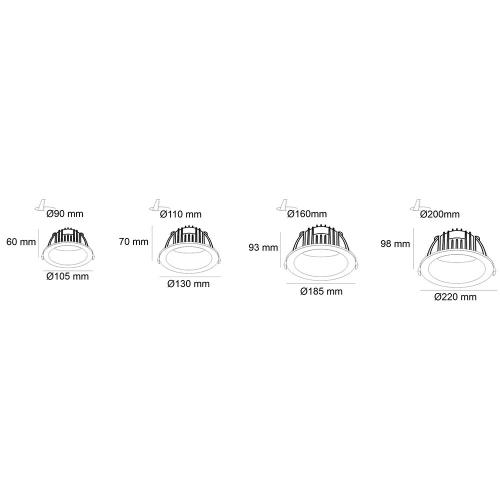 POLARIS LIGHTING - LED ЛУНА за вграждане HELIOS кръгла TRIAC DIM Ø220/H98mm 30W 4000K 2400lm 80° бяла 1043-30T