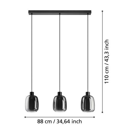 EGLO - pendant light MOLOCHIO-Z 3X3,7W 1500lm CCT black - 901121