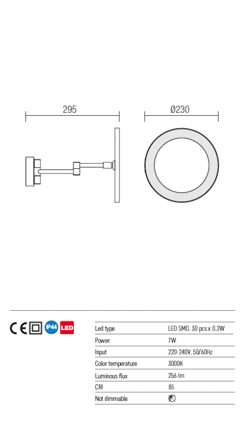 REDO GROUP - Mirror BOB 01-968 BOB 01-968 BOB AP LED 6W OGLINDA CH