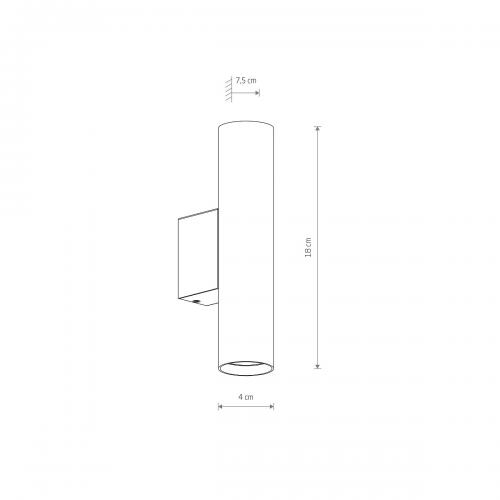 NOWODVORSKI - Аплик 10891 FOURTY WALL M UMBRA GRAY • Ф4см • 2 х 10 W • GU10 • IP20