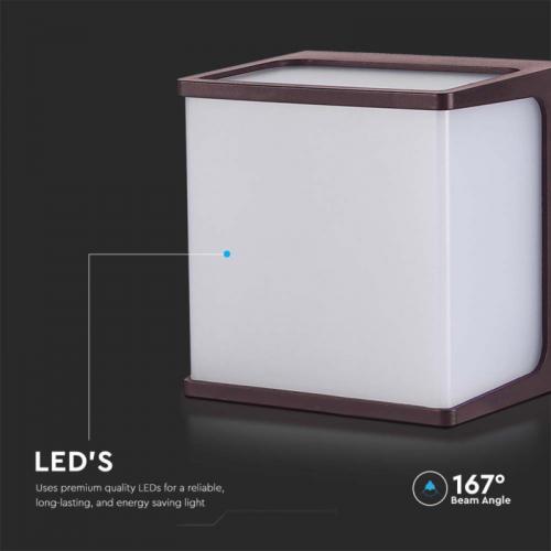 V-TAC - 8W LED Стенен Аплик 3000К 750lm IP65 Кафяв SKU: 10282