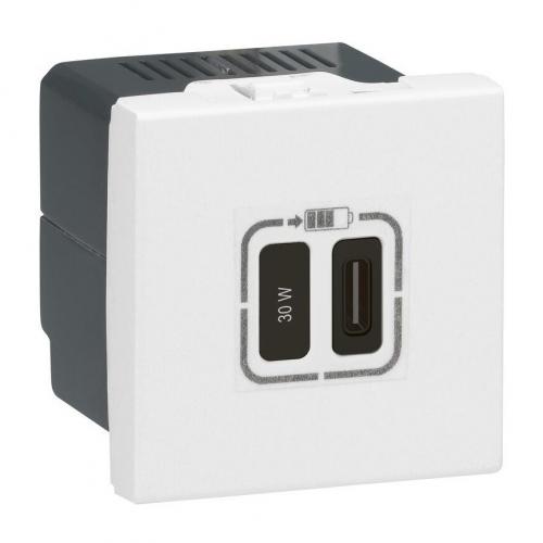LEGRAND - Double USB Type-C Power Delivery 30W charging sockets Mosaic 2 modules - white 77585