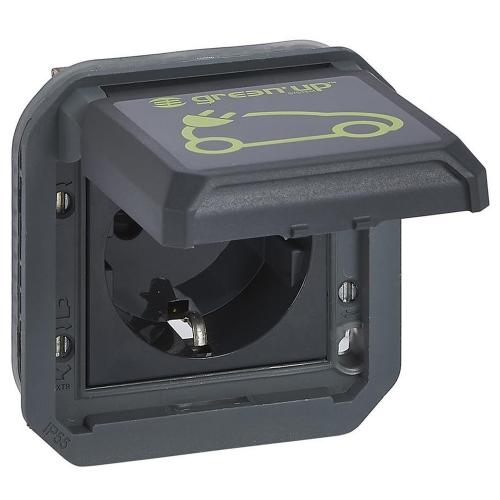 LEGRAND - Socket schuko 16A for charging of EV mechanism color Anthracite IP55 Plexo New 69818L