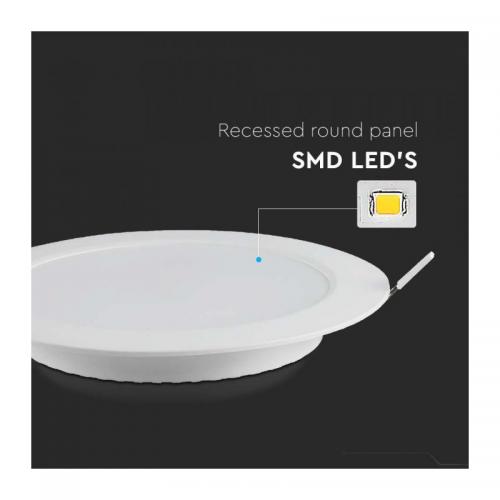 V-TAC - 6W LED Backlit Recessed Panel  Round 3000K SKU: 7858