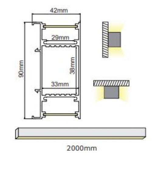 ACA LIGHTING - P49N Алуминиев профил NIC с полу-прозрачно капак