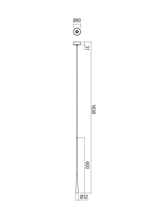 REDO GROUP - Пендел  ITO P01-1756   SU LED 600 WH WITHOUT CANOPY AND DRIVER 