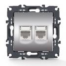 ACA LIGHTING - Двойна Интернет розетка 2xRJ45 CAT6 PRIME Алуминий мат 1000113303
