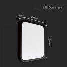 V-TAC - 18W LED Dome Light Square Black Frame 4000K IP44 SKU: 76431 (5)