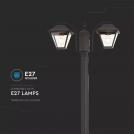 V-TAC - Градинска Лампа 2 x E27 2280мм Черен SKU: 8688 VT-847 (3)
