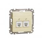 SCHNEIDER ELECTRIC - SDD180492 Sedna Design & Elements -  Dual Telephone outlet CAT 3 UTP, RJ11, birch