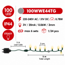 ACA LIGHTING - 100WWE44TG 100 LED STRING LIGHTS PER 5cm WARM WHITE, ADAPTOR 31VDC & CONNECTABLE MAX 6 SETS, IP44 5m GREEN CABLE (1)