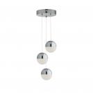 SEARCHLIGHT -  5842-3CC Marbles 3lt Led Globe Multi Drop Pendant, Crushed Ice Effect Shade, Chr
