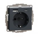 SCHNEIDER ELECTRIC - MTN2367-0414 Механизъм контакт шуко 16A + USB A+C 3A 15W с лицев панел антрацит System M