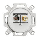 THPG - Combined outlet satelilte/internet RJ45 SAT/Data Ø 7,0 cm Duroplast white 101359