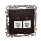 SCHNEIDER ELECTRIC - SDD181492 Sedna Design & Elements -  Dual Telephone outlet CAT 3 UTP, RJ11, wenge