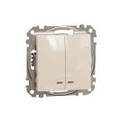 SCHNEIDER ELECTRIC - SDD112105L Sedna Design & Elements - Double One Way switch blue indicator light - 10AX 250V without frame beige