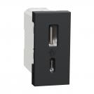 SCHNEIDER ELECTRIC - NU301654 New Unica - USB outlet, Type A+C,12W  1-module antracite