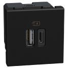 BTICINO - Socket 2xUSB for charging type A+C 3A 15W 2M color Graphite Light Now YD4287C2