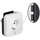 LEGRAND - 694671 Aдаптер защита от пренапрежение 2P+T, 16A 2xUSB и поставка за телефон (1)