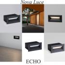 NOVA LUCE - Луна за стъпала и фасади  Д:10, Ш:6.5, В:5 см.   9030819  ECHO ⚡ LED 1W ⚡ 29Lm ⚡ 3000K ⚡ 220-240V ⚡ IP65 ✴ Пясъчно черен