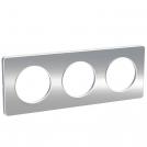SCHNEIDER ELECTRIC - S520806J Odace Touch cover frame 3 gang  metal brushed aluminium & white border