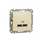 SCHNEIDER ELECTRIC - SDD180401 Sedna Design & Elements USB charging socket, A+A type, 2.1A, birch