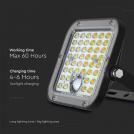 V-TAC - 10W LED Соларен Прожектор LiFePo Батерия 3.7V Черен 6000K SKU: 10313 (5)