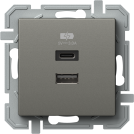 TEM - Socket 2xUSB for charging type A+C Power Delivery 20W color Titanium Logiq EQ68TIXO