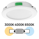 ULTRALUX - МЕБЕЛНА LED ЛУНА ЗА ВГРАЖДАНЕ, КРЪГ, 4W, 3000K/4000K/6500K, 12V DC, IP44, БЯЛА ML124CCT