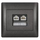 ELMARK - 11735 - ТЕЛЕФОННА RJ11+ КОМПЮТЪРНА RJ45 РОЗЕТКА ГРАФИТ, МЕТАЛИК RHYME