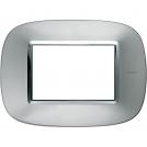 BTICINO - HB4803XC Elliptical cover plate 3 modules - aluminium 