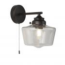 SEARCHLIGHT -  8708-1BK  School House Wall Light , Black With Opal Glass  